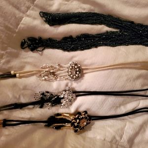 BOLO NECKLACES VINTAGE 1990 Black, White and a Black/blue Beaded